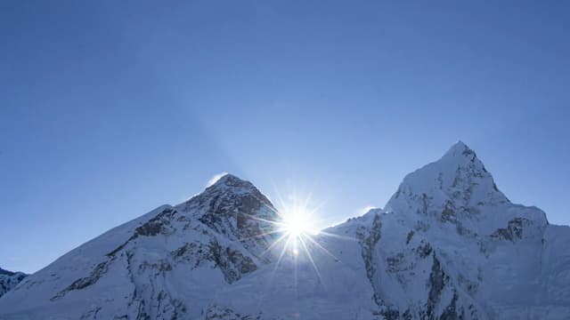 The summit pyramid of Mount Everest, Nepal