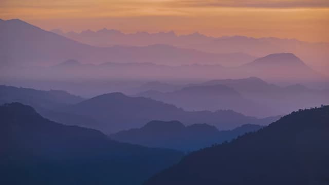 Sunrise over the Annapurna range from Sarangkot near Pokhara, Nepal