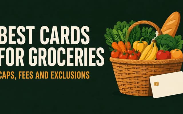 Illustration: Best cards for groceries, caps, fees and exclusions