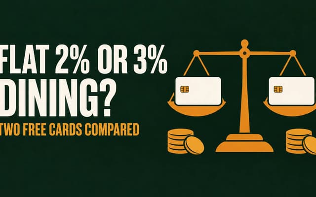 Illustration: Flat 2% or 3% dining? Two free cards compared
