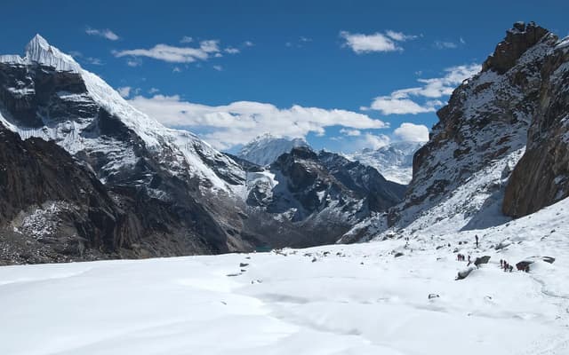 Cho La pass on the Three Passes trek in the Everest region, Nepal