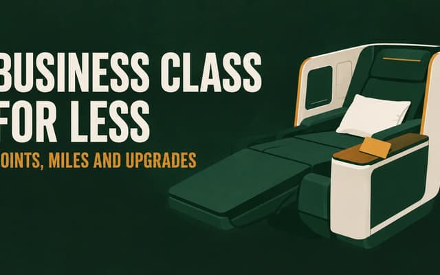 Illustration: business class for less with points, miles and upgrades