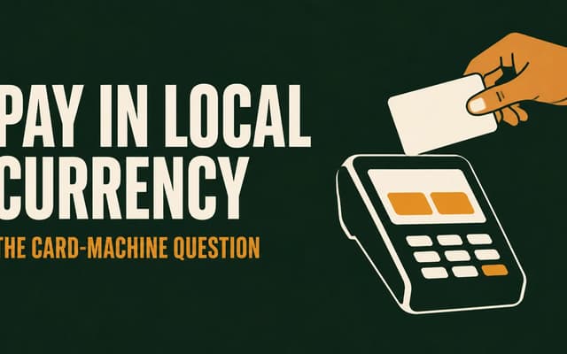 Illustration: pay in local currency, the card-machine question