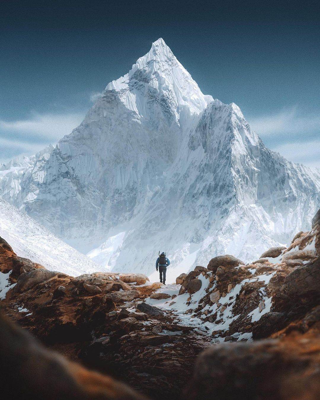 Trekker preparing for the Everest Base Camp trek