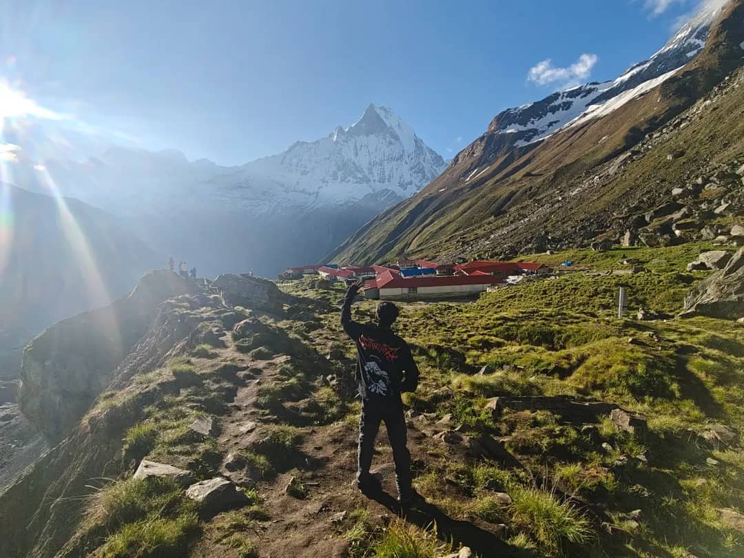 Annapurna Base Camp at 4,130m surrounded by the Annapurna sanctuary peaks