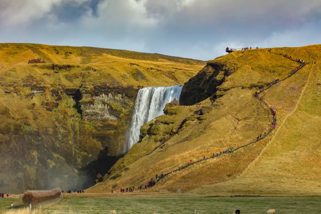 A waterfall in southern Iceland