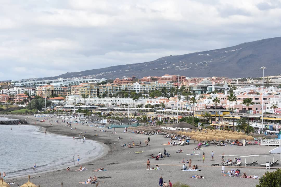 A busy beach on the Spanish coast
