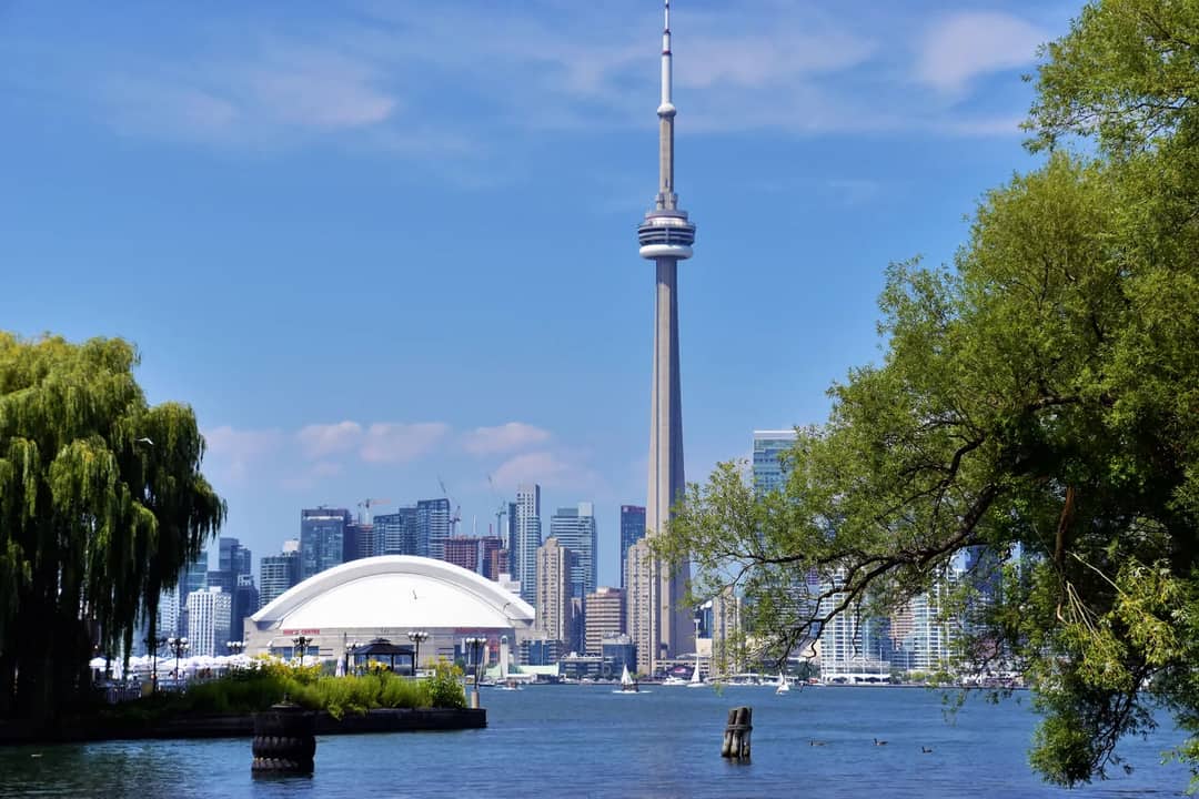 The Toronto skyline and CN Tower across the water