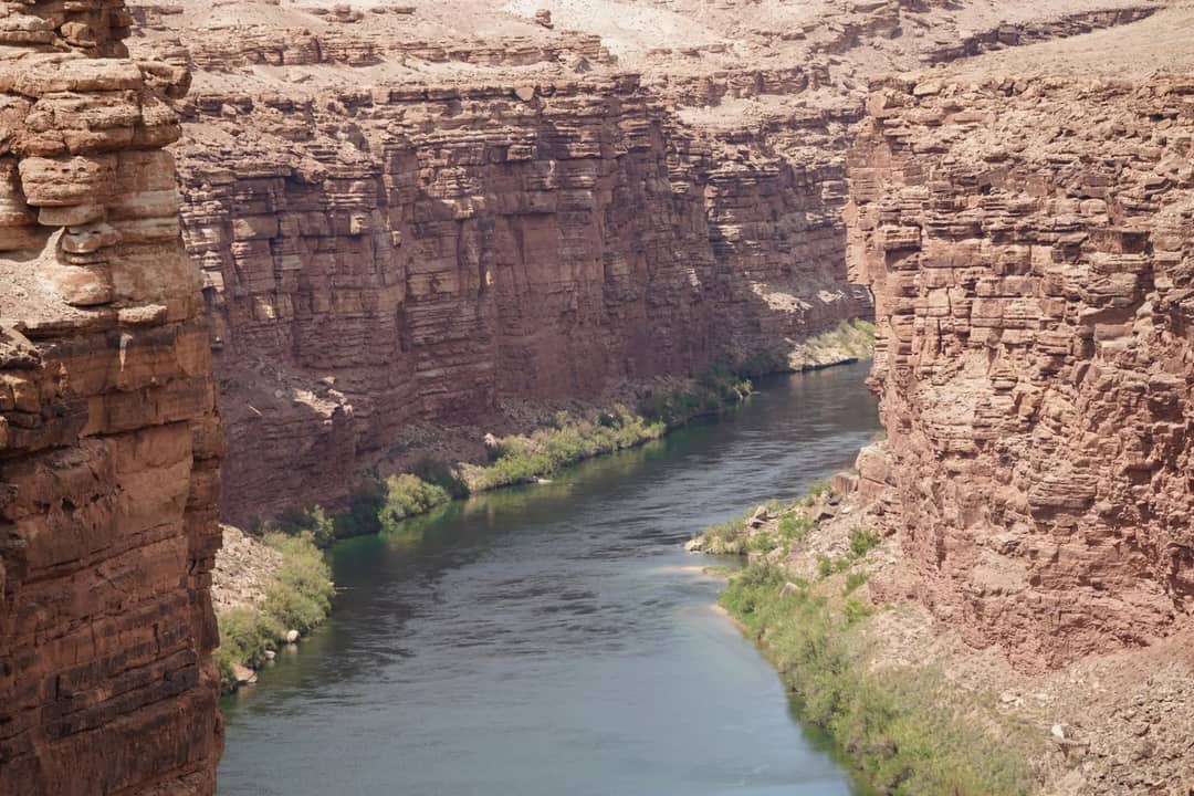 A river cutting through a rock gorge