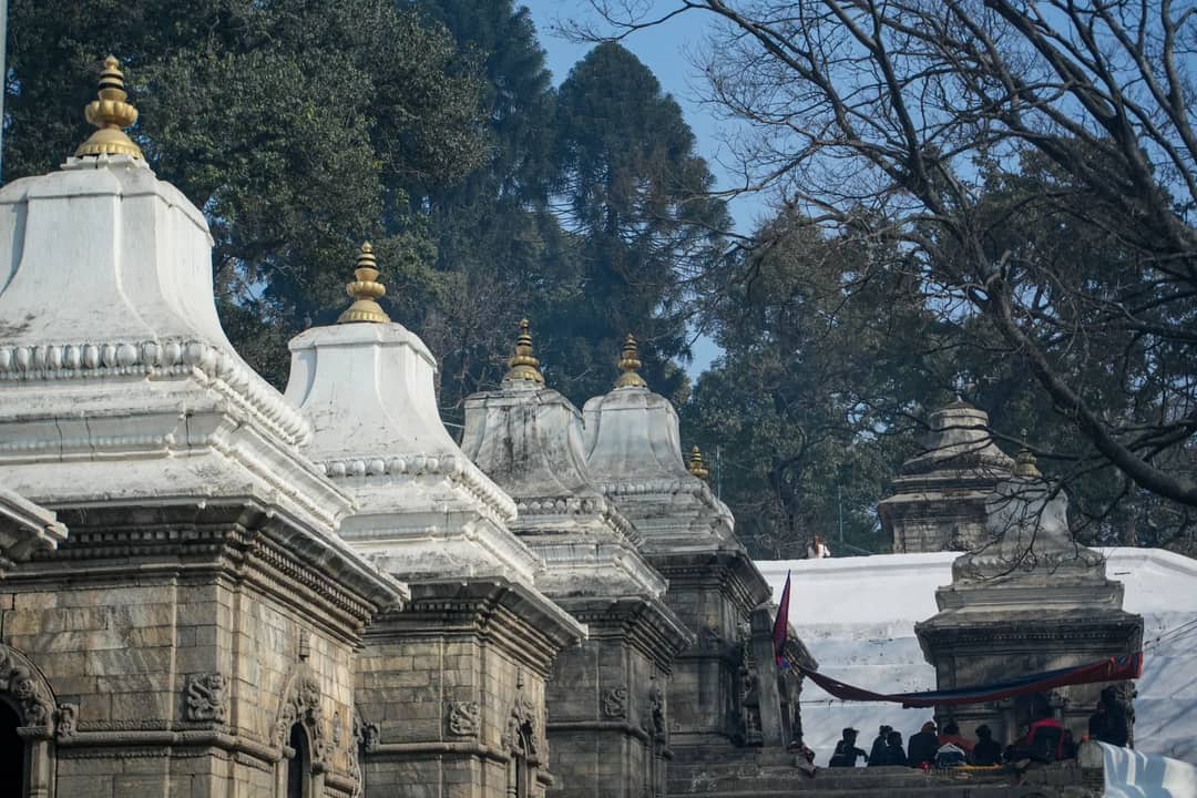 An ancient temple with intricate architecture surrounded by dense forests.