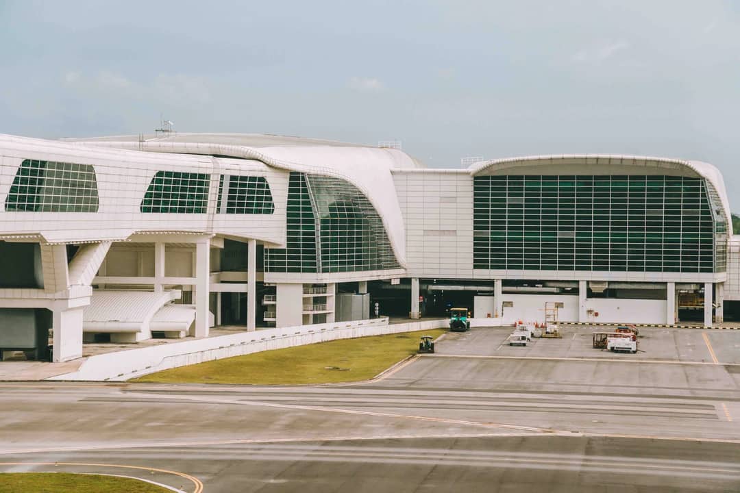 A view of the contemporary architecture at Kuala Lumpur's airport terminal.