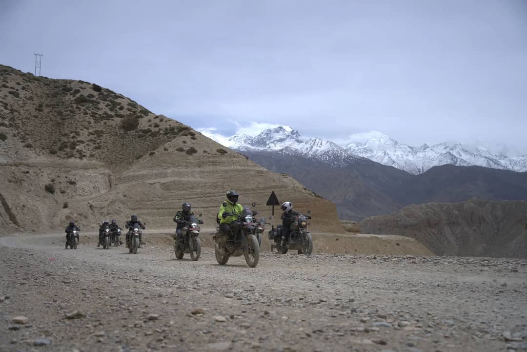 A jeep on a mountain road in Mustang