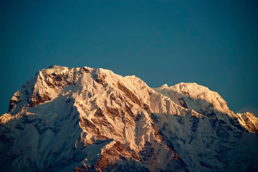 Sunrise over the Annapurna range from a ridge