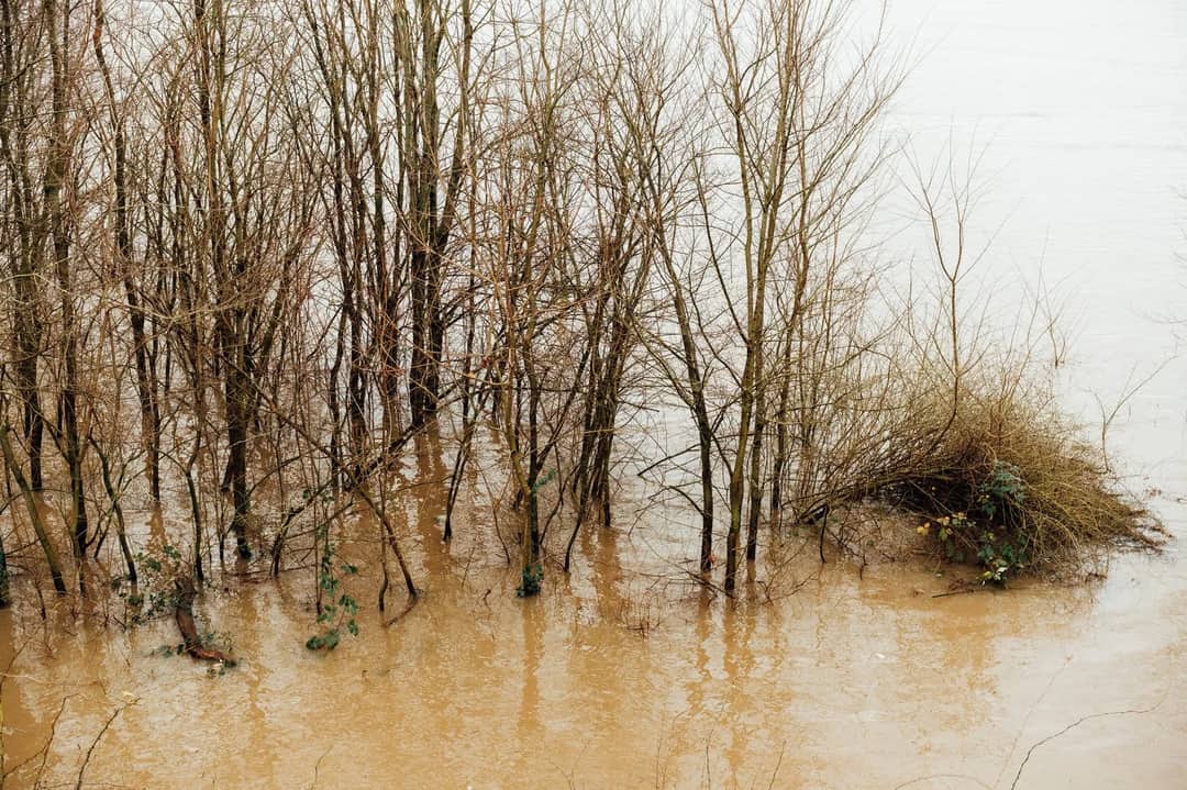 Floodwater in a river valley