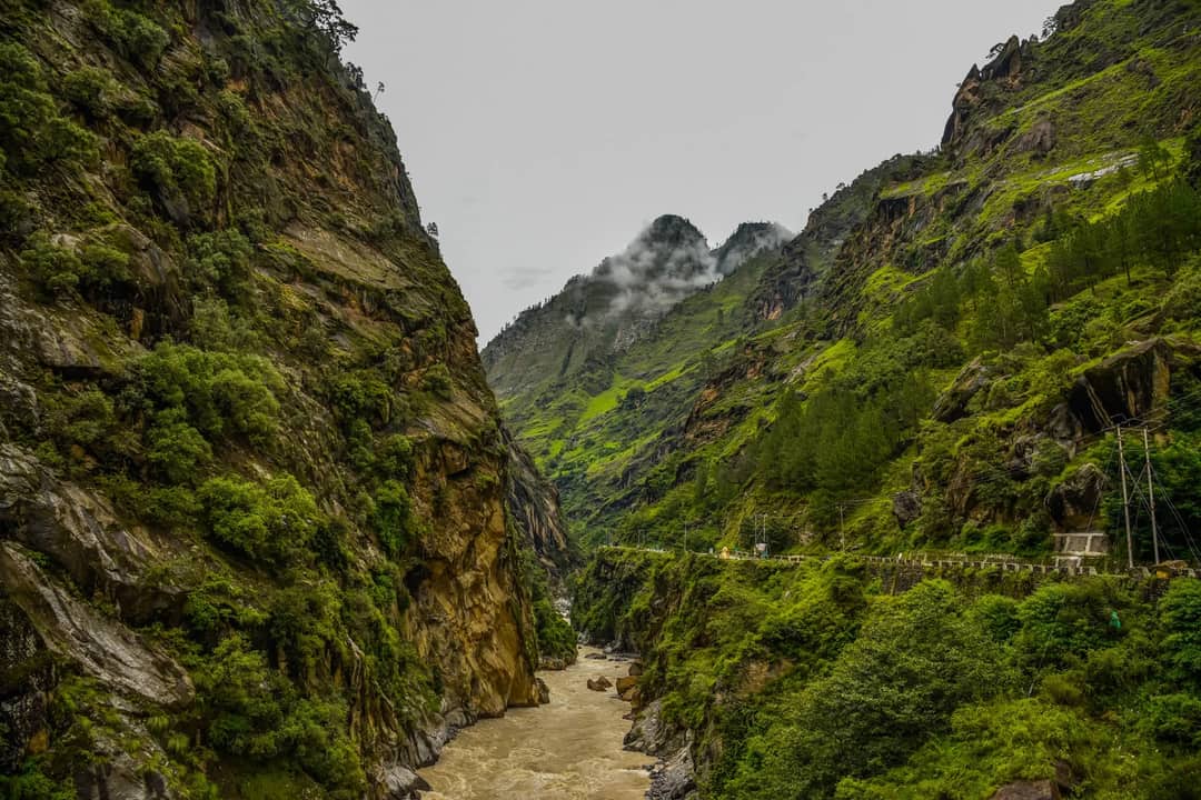 A river running through a steep Himalayan gorge