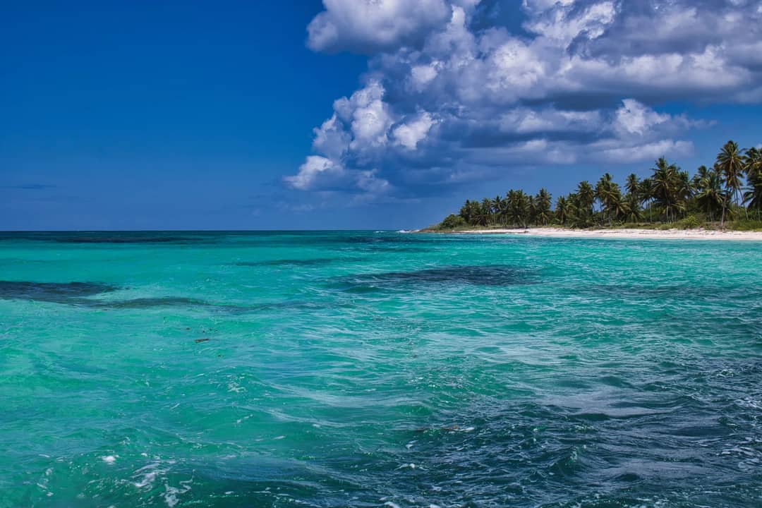 Calm turquoise water off a Caribbean beach
