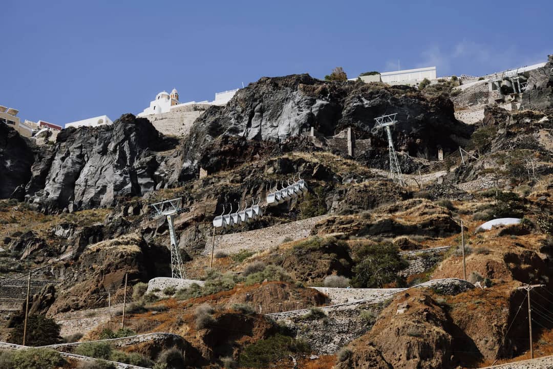 The cliffs above the old port at Fira, Santorini