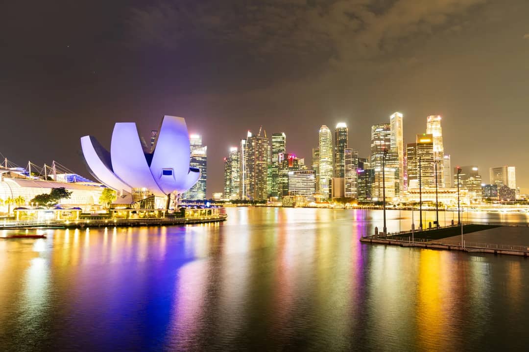 The Singapore skyline across Marina Bay