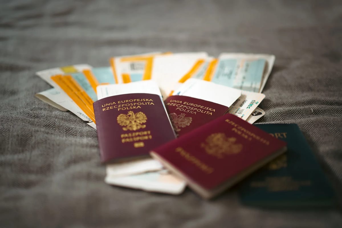 Close-up of passports and travel tickets