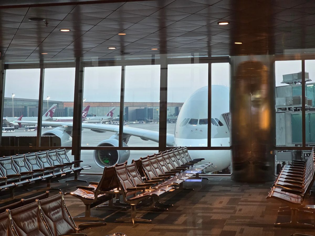 Passenger plane at Hamad International Airport in Doha