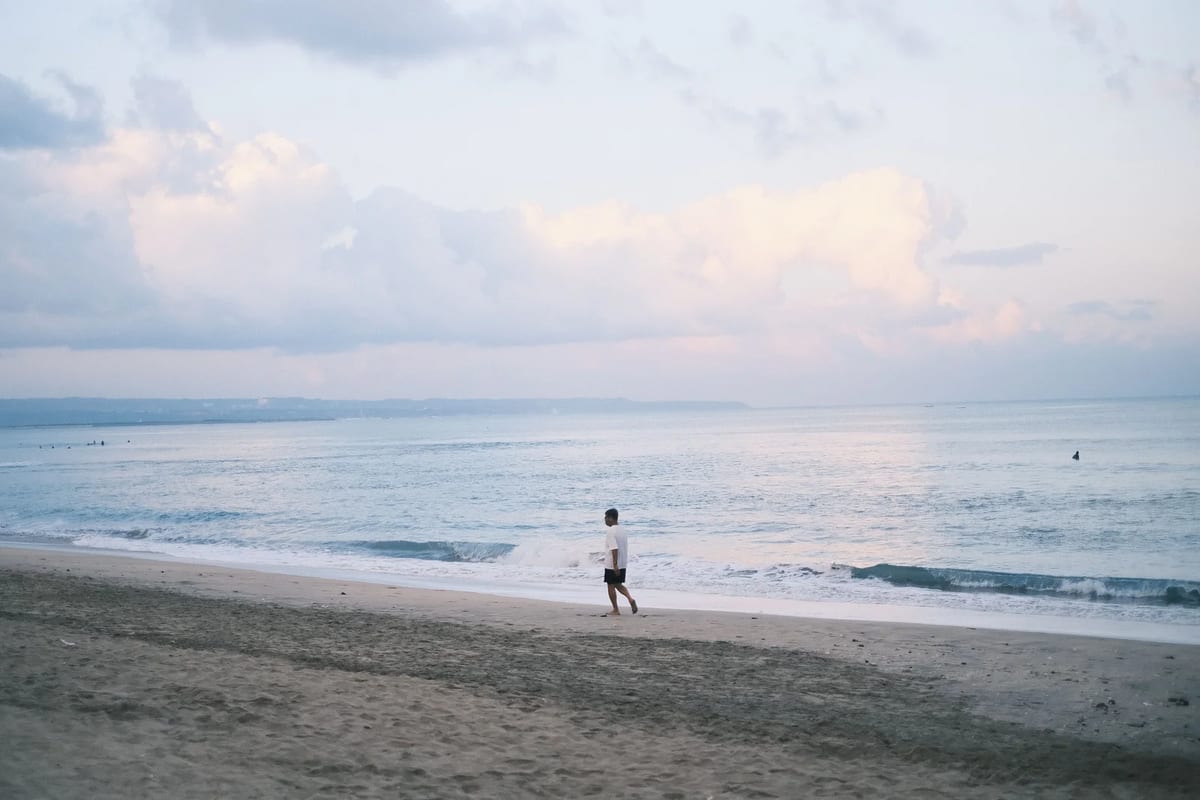 A quiet Bali beach at sunset