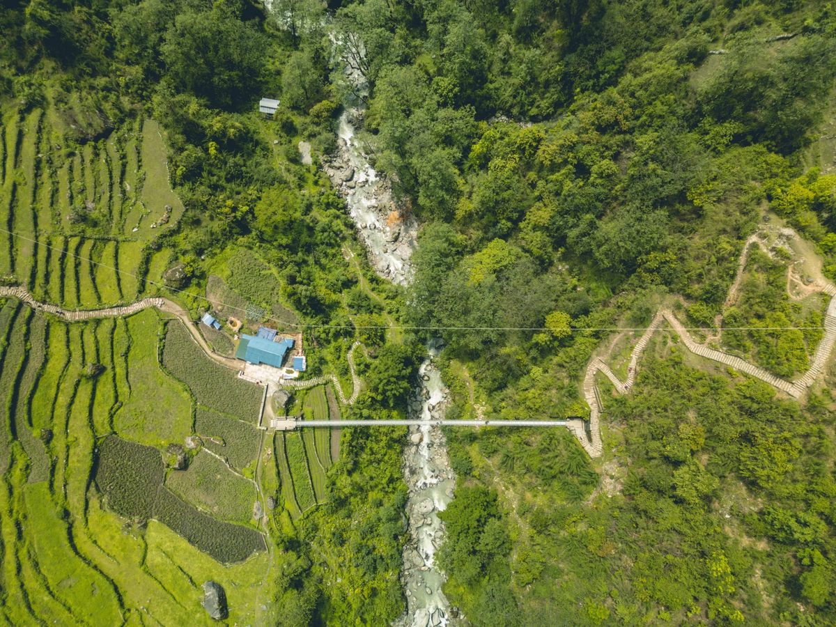 A mountain village trail in Nepal