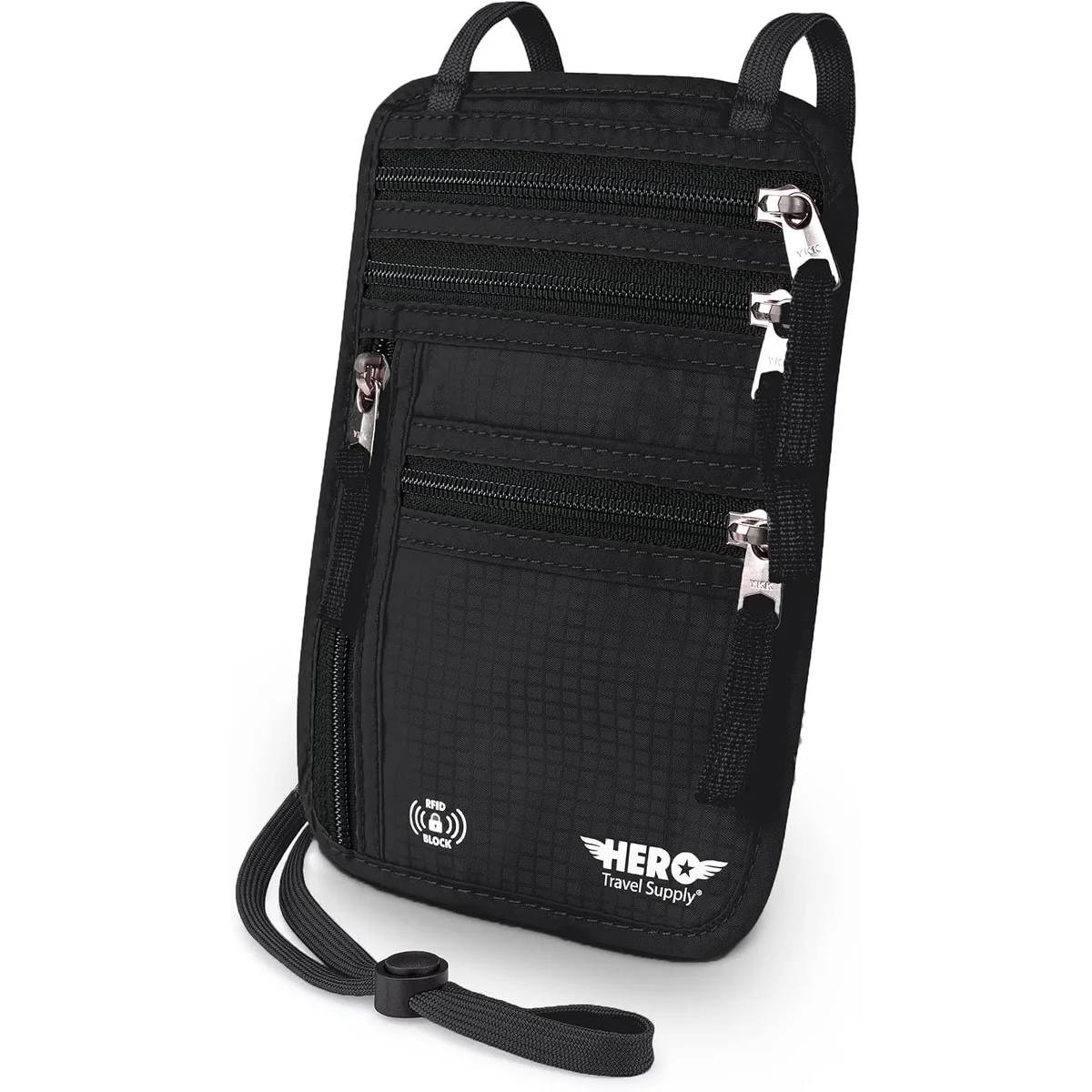 RFID-blocking neck wallet — Passport, permits and cash, on your body