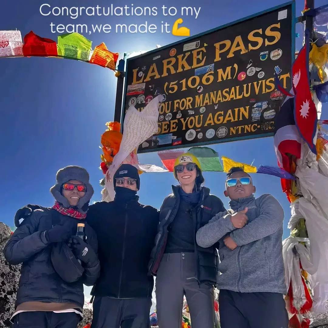Larke Pass (5,106 m) on the Manaslu Circuit — high-altitude Himalayan trekking