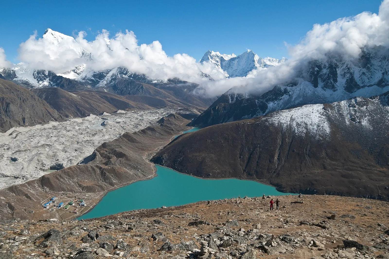 The turquoise Gokyo Lakes and Gokyo Ri in the Everest region, Nepal