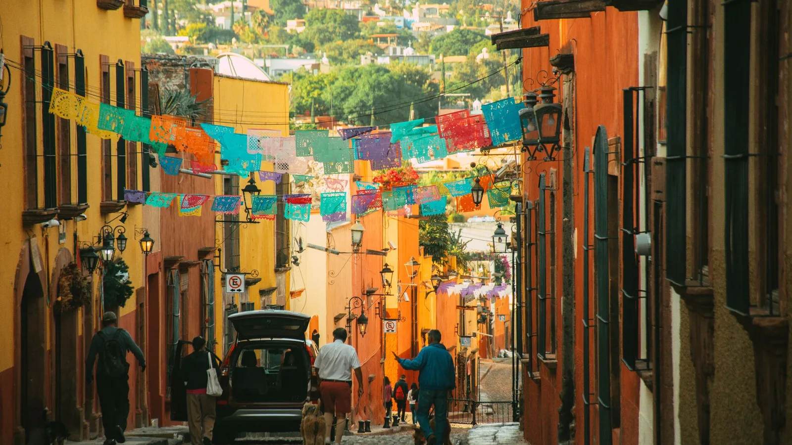 A colourful street in Mexico, the US travel advisory rates Mexico state by state