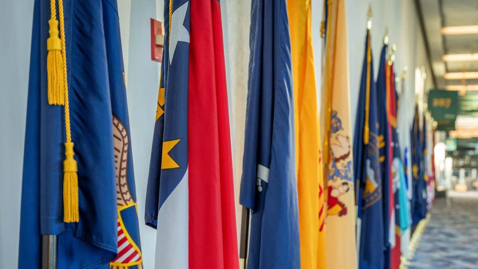 United Nations member-state flags flying at a UN complex (file photo); the UN released US$2 million from its emergency fund for Nepal flood relief