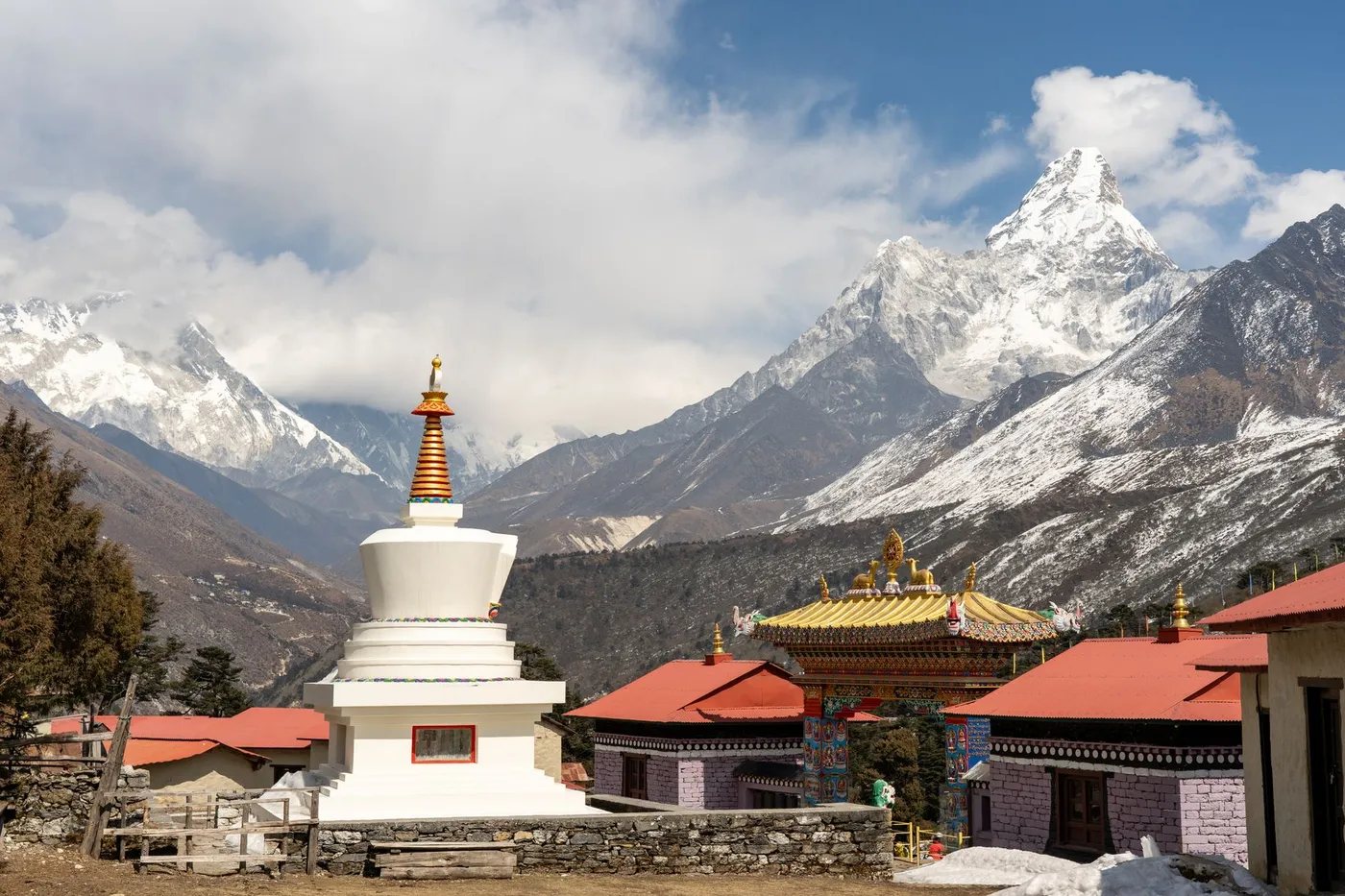 Tengboche Monastery beneath the fluted summit of Ama Dablam on the Everest Base Camp trek