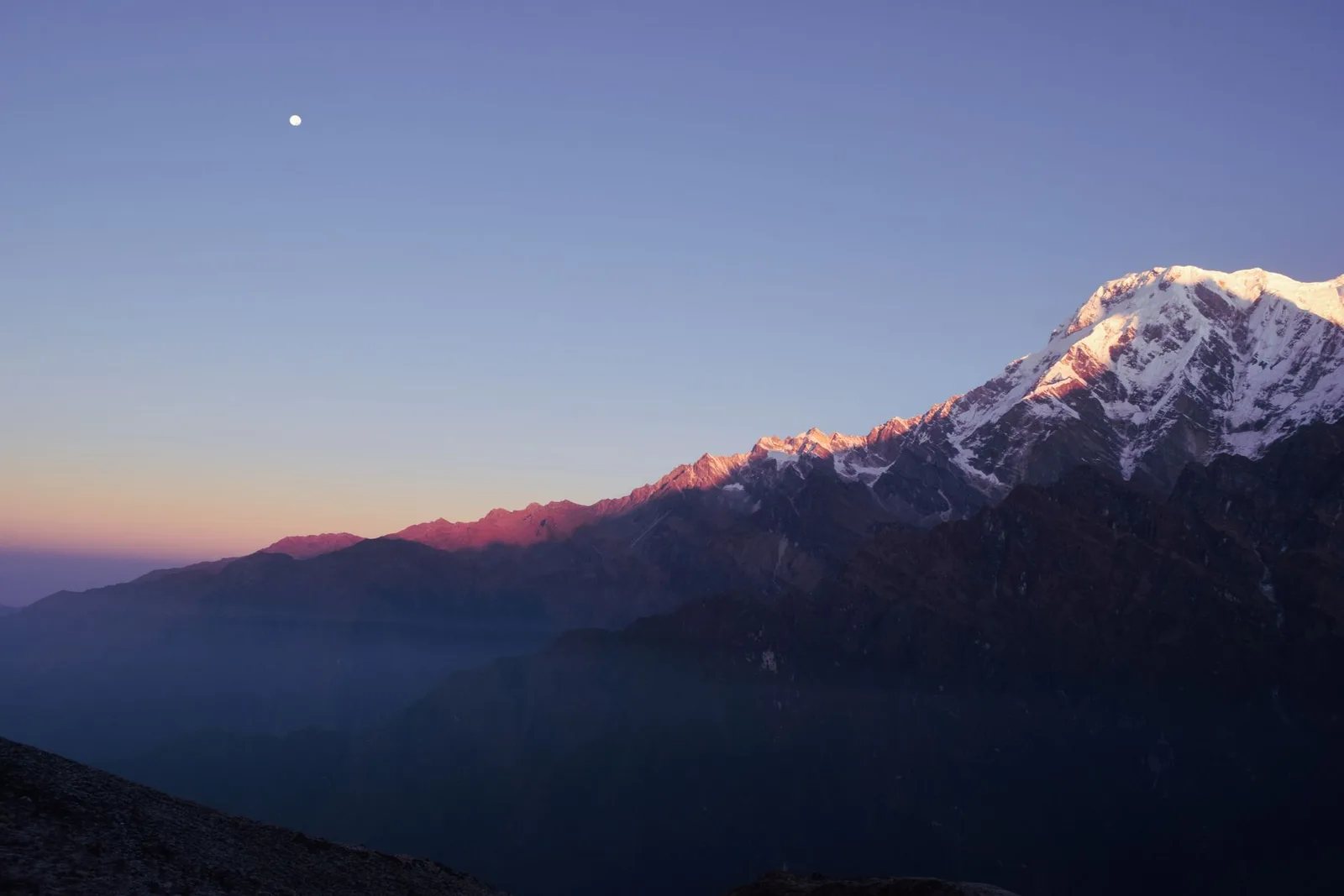 Machhapuchhre (Fishtail) from Khumai Danda ridge near Pokhara, Annapurna region, Nepal