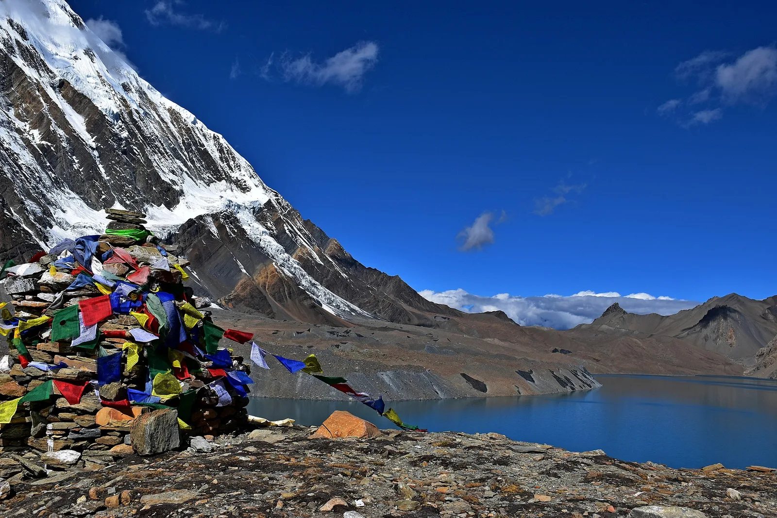 Turquoise Tilicho Lake at 4,919m in the Annapurna region, Nepal