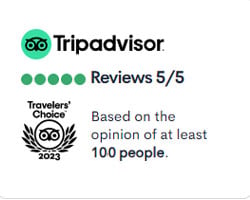 Tripadvisor Reviews 5 / 5 — Travelers’ Choice 2023
