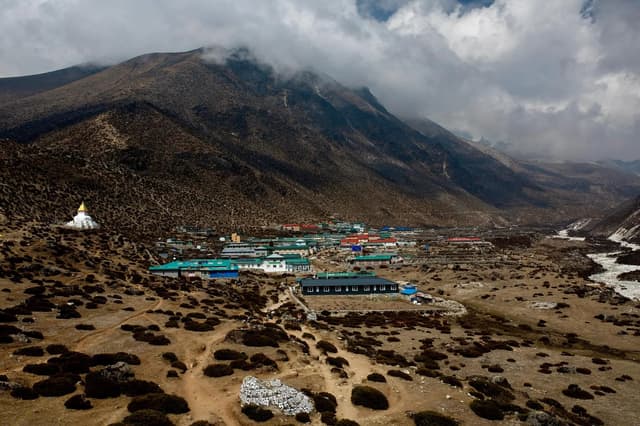 Dingboche village seen from the hillside above