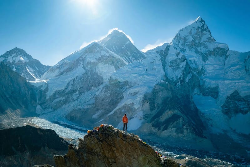 Everest and Nuptse under clear sky