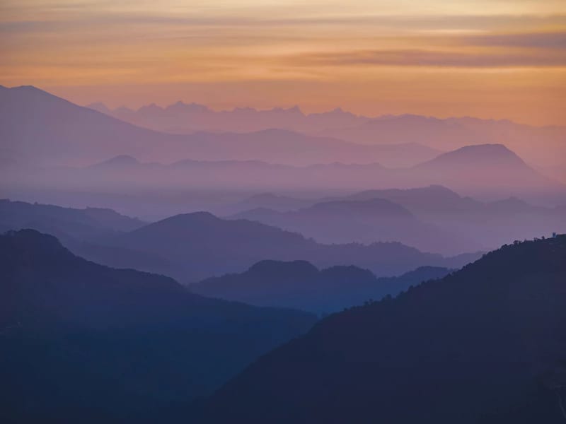 Sunrise over the Annapurna range from Sarangkot near Pokhara
