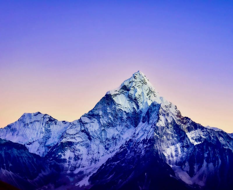 Ama Dablam peak glowing at dusk