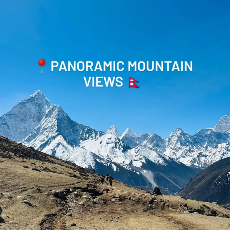 Panorama on the trail into the Everest region