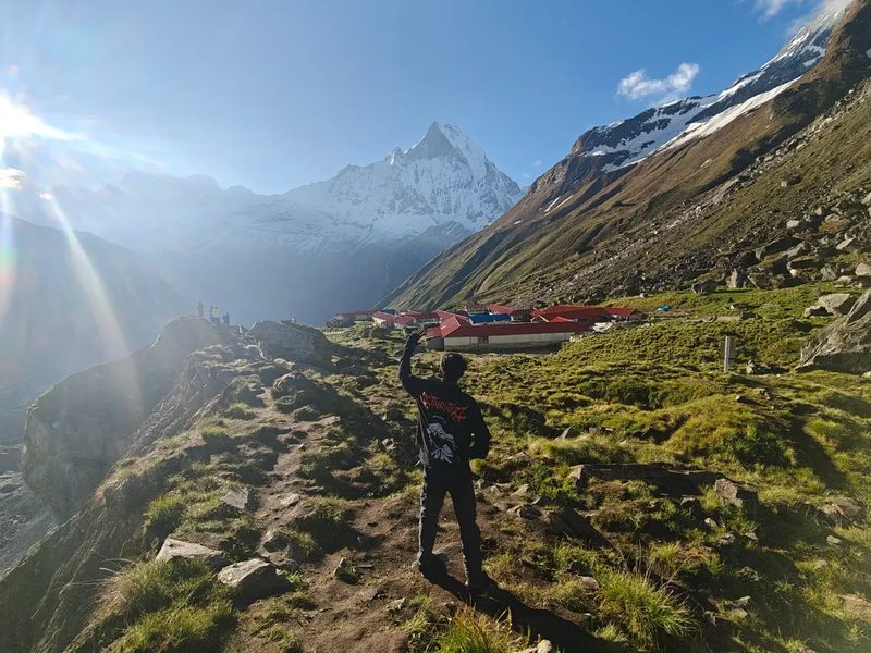 Base camp at 4,130 m. Six days from Pokhara, and open for October.